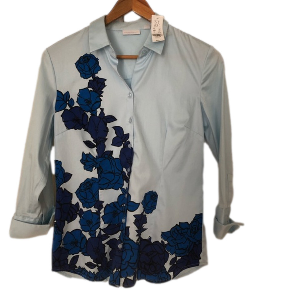 New York & Company Stretch Floral Button Down